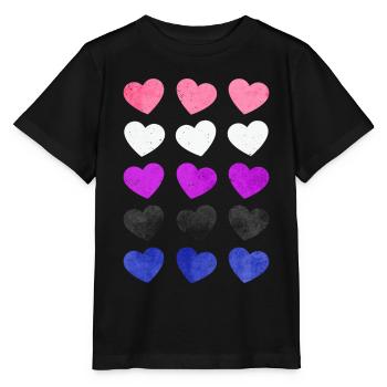 Genre Fluid Pride Flag Hearts Subtil LGBTQ - T-shirt bio MINI CREATOR Stanley/Stella Enfant - noir - Devant - Mikhail (115cm)