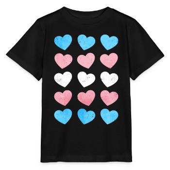 Fierté transgenre Cœur de drapeau transgenre LGBT subtil - T-shirt bio MINI CREATOR Stanley/Stella Enfant - noir - Devant - Mikhail (115cm)