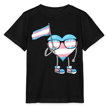Transgender Pride Trans Drapeau Coeur Sublte LGBTQ - T-shirt bio MINI CREATOR Stanley/Stella Enfant - noir - Devant - Mikhail (115cm)
