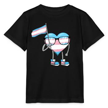 Transgender Pride Trans Drapeau Coeur Sublte LGBTQ - T-shirt bio MINI CREATOR Stanley/Stella Enfant - noir - Devant - Mikhail (115cm)