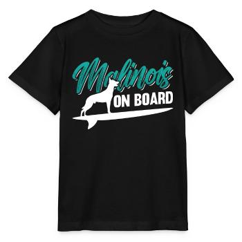 Malinois belge à bord du chien policier chien chien animal de compagnie - T-shirt bio MINI CREATOR Stanley/Stella Enfant - noir - Devant - Mikhail (115cm)