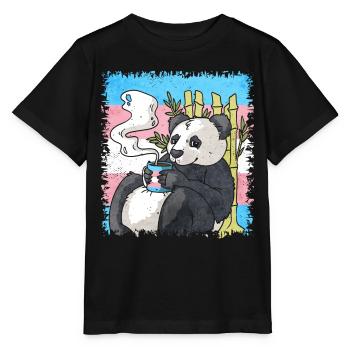 Transgender Pride Trans Flag Panda Coffee Sublte - T-shirt bio MINI CREATOR Stanley/Stella Enfant - noir - Devant - Mikhail (115cm)