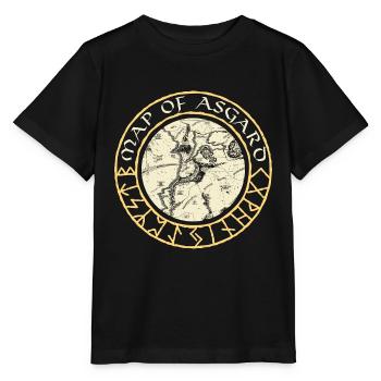 Norse Mythology Map Of Asgard Valkyrie Goddess - Stanley/Stella MINI CREATOR Kids’ T-Shirt - black - Front - Mikhail (115cm)