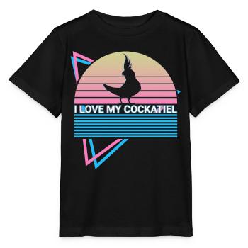 I love my cockatiel retro - Stanley/Stella MINI CREATOR Kids’ T-Shirt - black - Front - Mikhail (115cm)
