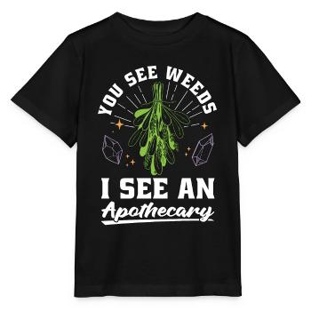 Herboristerie tu vois mauvaises herbes je vois médecine herboriste - T-shirt bio MINI CREATOR Stanley/Stella Enfant - noir - Devant - Mikhail (115cm)