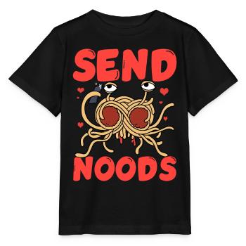 Fliegendes Spaghettimonster FSM Pastafarian - Stanley/Stella Kinder T-Shirt MINI CREATOR  - Schwarz - Vorne - Mikhail (115cm)
