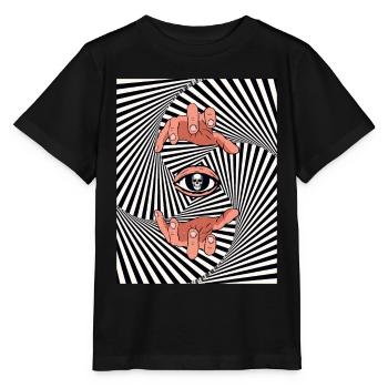 Weirdcore Ästhetische Optische Illusion Totenkopf - Stanley/Stella Kinder T-Shirt MINI CREATOR  - Schwarz - Vorne - Mikhail (115cm)