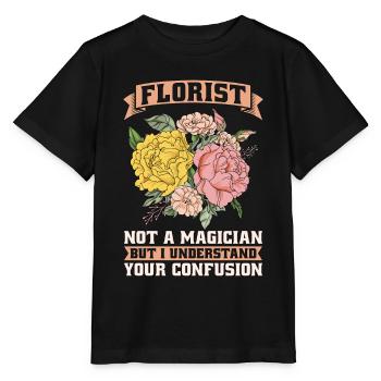 Fleuriste Pas un magicien mais des fleuristes - T-shirt bio MINI CREATOR Stanley/Stella Enfant - noir - Devant - Mikhail (115cm)