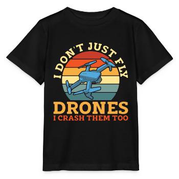Drone Racing I Don't Just Fly Retro Drone Fpv Race - Stanley/Stella Kinder T-Shirt MINI CREATOR  - Schwarz - Vorne - Mikhail (115cm)