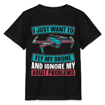 Drone Racing I Just Want To Fly My Racing Machine - Stanley/Stella MINI CREATOR Kids’ T-Shirt - black - Front - Mikhail (115cm)