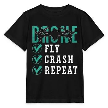 Drone Racing Fly Crash Repeat Fpv Race Quadcopter - Stanley/Stella MINI CREATOR Kids’ T-Shirt - black - Front - Mikhail (115cm)