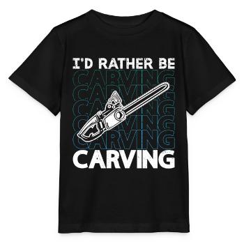Wood Carving I'd Rather Be Carving Woodworking - Stanley/Stella MINI CREATOR Kids’ T-Shirt - black - Front - Mikhail (115cm)