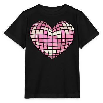 Dänische Pastell-Ästhetik Herz Disco Ball - Stanley/Stella Kinder T-Shirt MINI CREATOR  - Schwarz - Vorne - Mikhail (115cm)