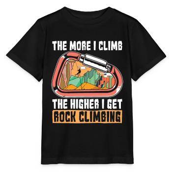 Escalade Plus je grimpe Le rocher le plus haut - T-shirt bio MINI CREATOR Stanley/Stella Enfant - noir - Devant - Mikhail (115cm)