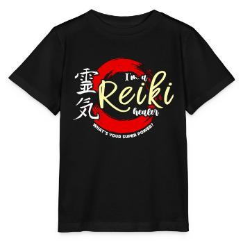Reiki Je suis un guérisseur Reiki Quelle est votre méditation - T-shirt bio MINI CREATOR Stanley/Stella Enfant - noir - Devant - Mikhail (115cm)
