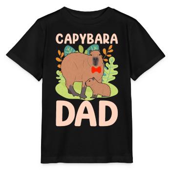 Funny Capybara Papa Papa - Stanley/Stella MINI CREATOR Kids’ T-Shirt - black - Front - Mikhail (115cm)