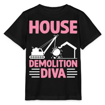 Funny Day Wrecking Ball Crane - Stanley/Stella MINI CREATOR Kids’ T-Shirt - black - Front - Mikhail (115cm)