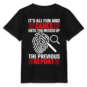 Funny coroner - Stanley/Stella MINI CREATOR Kids’ T-Shirt - black - Front - Mikhail (115cm)