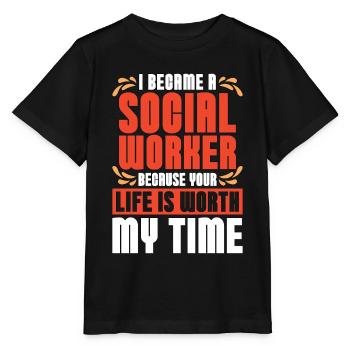 Service social Je suis devenu travailleur social socialiste - T-shirt bio MINI CREATOR Stanley/Stella Enfant - noir - Devant - Mikhail (115cm)