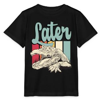 Alligator Hunting Later Retro Crocodile Hunting - Stanley/Stella Kinder T-Shirt MINI CREATOR  - Schwarz - Vorne - Mikhail (115cm)