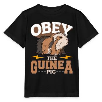 Guinea Pig Obey The Guinea Pig Cavy Animal Lover - Stanley/Stella Kinder T-Shirt MINI CREATOR  - Schwarz - Vorne - Mikhail (115cm)