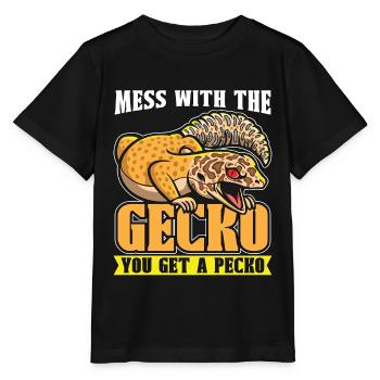 Gecko léopard Mess avec l’herpétologiste Gecko - T-shirt bio MINI CREATOR Stanley/Stella Enfant - noir - Devant - Mikhail (115cm)