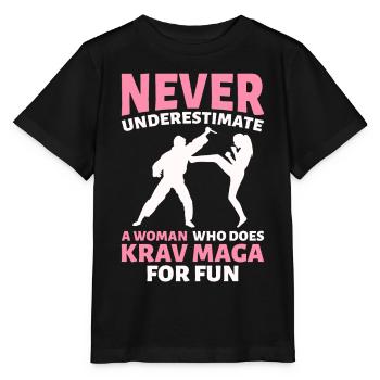 Krav Maga Kampfkunst - Stanley/Stella Kinder T-Shirt MINI CREATOR  - Schwarz - Vorne - Mikhail (115cm)