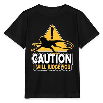 Bearded Dragon Caution I Will Judge You Reptiles - Stanley/Stella Kinder T-Shirt MINI CREATOR  - Schwarz - Vorne - Mikhail (115cm)
