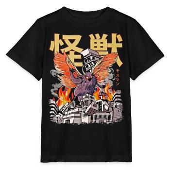 Kaiju Mothman Japanese Anime Monster Crypt - Stanley/Stella MINI CREATOR Kids’ T-Shirt - black - Front - Mikhail (115cm)
