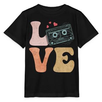 Tape cassette LOVE - T-shirt bio MINI CREATOR Stanley/Stella Enfant - noir - Devant - Mikhail (115cm)