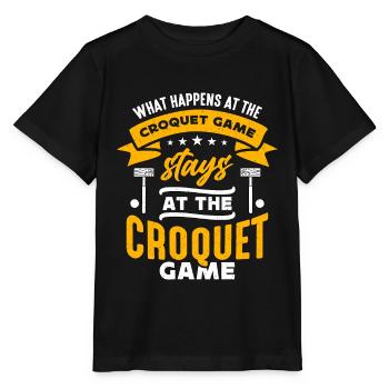 Croquet What Happens At The Croquet Game Mallet - Stanley/Stella MINI CREATOR Kids’ T-Shirt - black - Front - Mikhail (115cm)