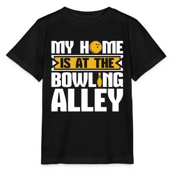 Bowling Alley My Home Is At The Bowling League - Stanley/Stella Kinder T-Shirt MINI CREATOR  - Schwarz - Vorne - Mikhail (115cm)