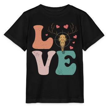 Hirschjagd Jäger Buck LOVE - Stanley/Stella Kinder T-Shirt MINI CREATOR  - Schwarz - Vorne - Mikhail (115cm)