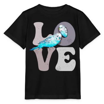 Budgie Budgie Parrot LOVE - Stanley/Stella MINI CREATOR Kids’ T-Shirt - black - Front - Mikhail (115cm)