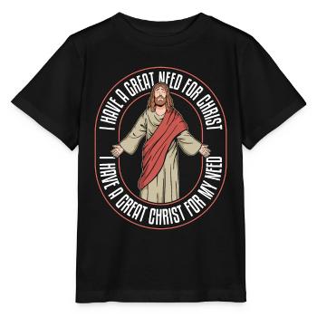 Théologie J’ai un grand besoin de théologien du Christ - T-shirt bio MINI CREATOR Stanley/Stella Enfant - noir - Devant - Mikhail (115cm)