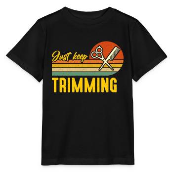 Hairstylist Just Keep Trimming Retro Haircutter - Stanley/Stella MINI CREATOR Kids’ T-Shirt - black - Front - Mikhail (115cm)