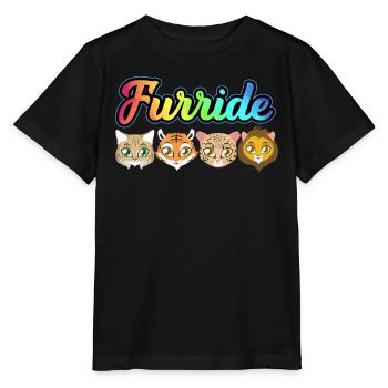 LGBTQ Furry Fandom Fursona Fursuit - Stanley/Stella MINI CREATOR Kids’ T-Shirt - black - Front - Mikhail (115cm)