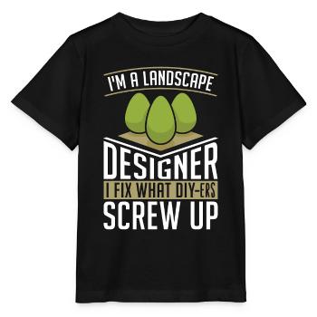 Paysagiste Je suis paysagiste Je répare jardinier - T-shirt bio MINI CREATOR Stanley/Stella Enfant - noir - Devant - Mikhail (115cm)