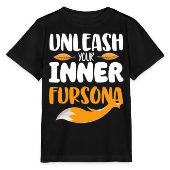 Furry Fandom Fursuit Fox - Stanley/Stella MINI CREATOR Kids’ T-Shirt - black - Front - Mikhail (115cm)