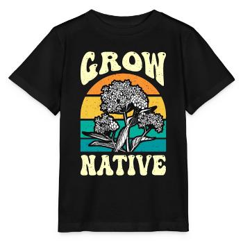 Asclépiade Grow Native Retro Monarchs Entomologistes - T-shirt bio MINI CREATOR Stanley/Stella Enfant - noir - Devant - Mikhail (115cm)