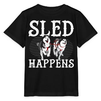 Funny Mushing Dog Sled Ride Musher - Stanley/Stella MINI CREATOR Kids’ T-Shirt - black - Front - Mikhail (115cm)