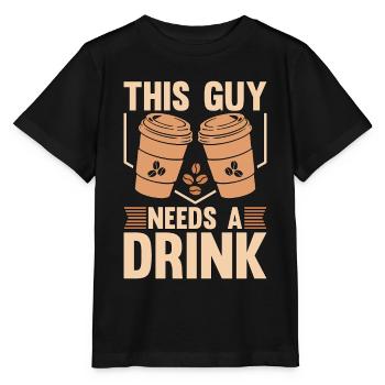 Espresso Ce gars a besoin d’une boisson Coffee Lover Latte - T-shirt bio MINI CREATOR Stanley/Stella Enfant - noir - Devant - Mikhail (115cm)