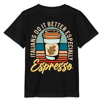 Les Italiens de l’espresso le font mieux Cappuccino Latte - T-shirt bio MINI CREATOR Stanley/Stella Enfant - noir - Devant - Mikhail (115cm)