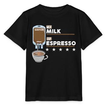 Espresso Milk Espresso Shot Injection Grain de café - T-shirt bio MINI CREATOR Stanley/Stella Enfant - noir - Devant - Mikhail (115cm)