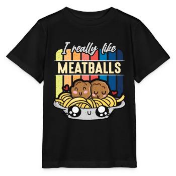 Boulettes de viande J’aime beaucoup les boulettes de viande Gourmets italiens - T-shirt bio MINI CREATOR Stanley/Stella Enfant - noir - Devant - Mikhail (115cm)