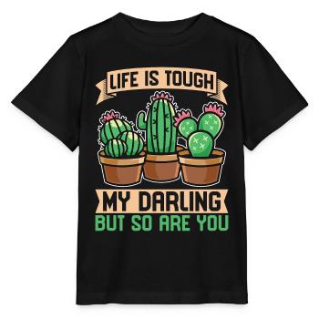 Succulent Life Is Tough My Darling But So Cactuses - Stanley/Stella Kinder T-Shirt MINI CREATOR  - Schwarz - Vorne - Mikhail (115cm)