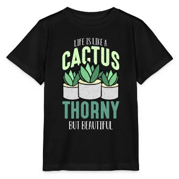 Succulent Life Is Like A Cactus Thorny Plant Lover - Stanley/Stella MINI CREATOR Kids’ T-Shirt - black - Front - Mikhail (115cm)
