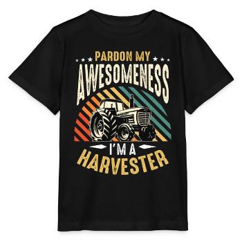 Harvester Pardon My Awesomeness Tractor Operator - Stanley/Stella MINI CREATOR Kids’ T-Shirt - black - Front - Mikhail (115cm)
