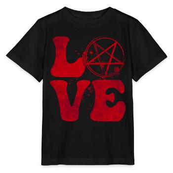 LOVE Pentagram Satanism Satanic Red Goth - Stanley/Stella MINI CREATOR Kids’ T-Shirt - black - Front - Mikhail (115cm)