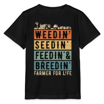 Harvester Weedin' Seedin' Feedin' Harvester Driver - Stanley/Stella Kinder T-Shirt MINI CREATOR  - Schwarz - Vorne - Mikhail (115cm)